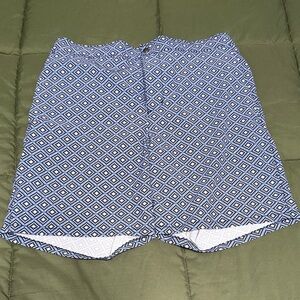 Lands' End Blue Diamond Pattern Swim Trunks